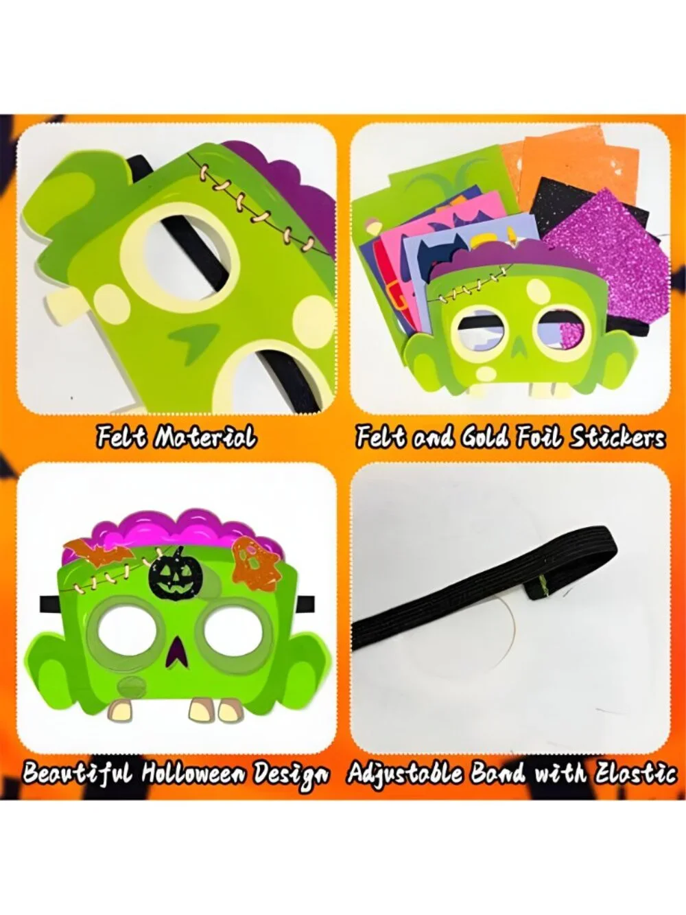 24 Pack DIY Halloween Felt Masks Craft Kit Halloween Party Favors Supplies